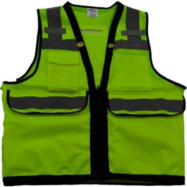 Petra Roc Inc Petra Roc Deluxe 8-Pocket Hi-Viz HD Surveyors Vest, ANSI/ISEA Class 2, Lime, M, LVM2-HDSUV-M LVM2-HDSUV-M